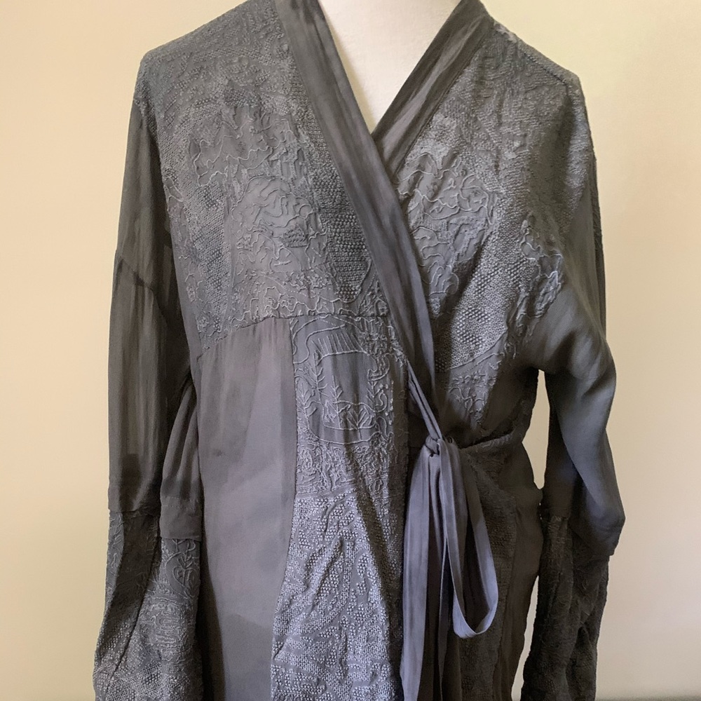 Burning Torch Gray, lightweight wrap top, small